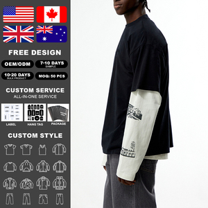 T-shirts pour hommes KingSen à manches longues, en coton, à double couche, respirants, coupe classique, style streetwear, impression personnalisée - Product Image 2