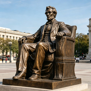 Statua in bronzo a grandezza naturale di Abraham Lincoln, personalizzata in fabbrica, scultura del Presidente degli Stati Uniti seduto per piazze pubbliche e decorazioni commemorative - Product Image 4