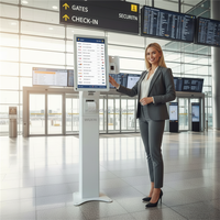 Kiosque de libre-service pour l'enregistrement à l'aéroport de 21/5/22/23/24/27/32 pouces, prend en charge la lecture de codes QR ou de codes-barres et l'impression de cartes d'embarquement
