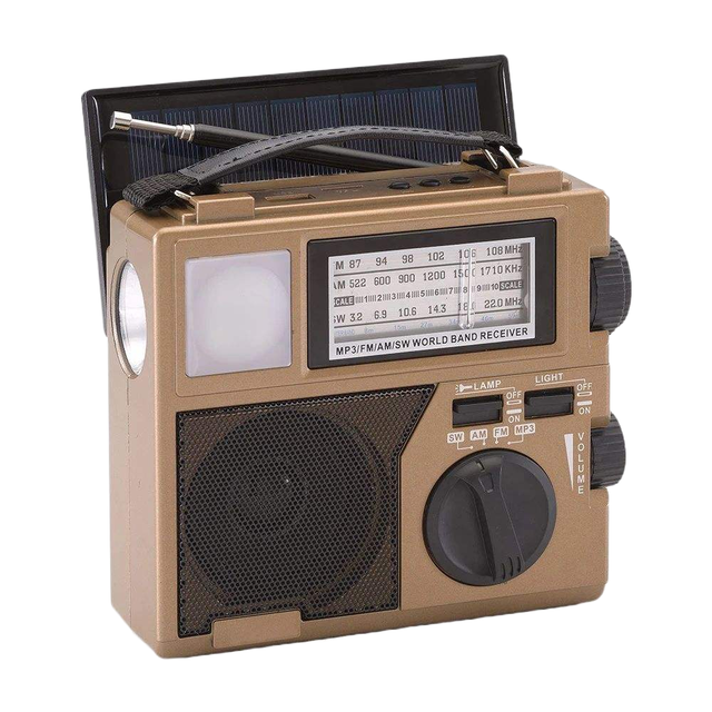 portable full band fm mw ac rechargeable battery radio with emergency flashlight hand-cranked power generation