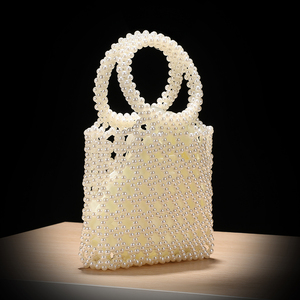 Sac bandoulière perlé fait main d'été, pochette de soirée élégante avec anse en anneau, sac à main croisé pour femme, pochette de fête - Product Image 4