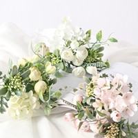 Bouquet de fleurs artificielles en soie de style nordique, roses, hortensias et pivoines, arrangement de fausses roses pour mariage, mariée, ou décoration extérieure