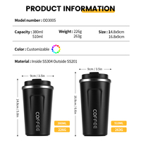 Nueva Botella de Agua Aislada al Vacío de Acero Inoxidable Ecológica de 380 ml y 510 ml, Taza