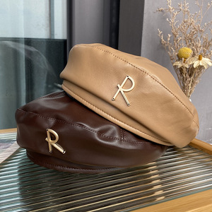 Boina Coreana con Letra R de Fufan, <span class=keywords><strong>Gorro</strong></span> de <span class=keywords><strong>Pintor</strong></span> para Niños, Estilo Vintage, para Otoño/Invierno, que Combina con Todo, <span class=keywords><strong>Gorro</strong></span> de Copa Pequeña - Product Image 2