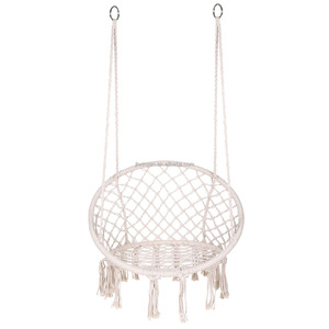 Venta directa de fábrica, <span class=keywords><strong>silla</strong></span> columpio hecha a mano de algodón, <span class=keywords><strong>hamaca</strong></span> colgante de macramé para Patio, <span class=keywords><strong>silla</strong></span> Columpio de macramé - Product Image 1
