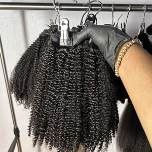 Lots de <span class=keywords><strong>Cheveux</strong></span> Humains Vierges Bruts Bouclés Birmans Grade Remy, Super Double Drawn <span class=keywords><strong>pour</strong></span> Extensions à Cuticules Alignées, 100g - Product Image 4