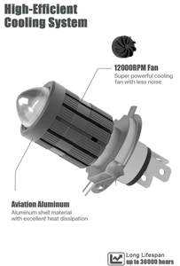 Bombilla LED para Motocicleta MOTO H4, 3000LM, 6000K, Refrigeración por Ventilador de Aluminio, Súper Brillante, Fácil de Instalar, Alta Relación Calidad-Precio - Product Image 6