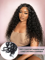 FH en stock – Extensions de cheveux humains au crochet, tresses pré-bouclées, ondulées, 14-24 pouces, effet miracle, pour tressage au crochet