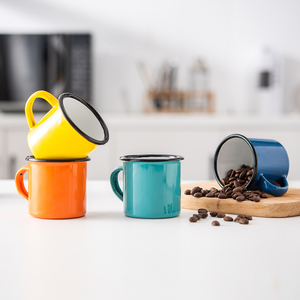 Enamel Camping Travel Mug Color Glazed Enamel Metal Mug Mini Tin Enamel Mugs
