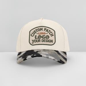 Casquette de baseball bicolore à 5 panneaux avec visière camouflage forestier, broderie personnalisée, logo imprimé, 100% coton, fermeture snapback, chapeaux de <span class=keywords><strong>golf</strong></span> - Product Image 3