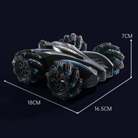 Coche RC de Acrobacias de Doble Cara 2.4G con Luces, Doble Pulverización, Alcance de 25m, Cable USB, Tracción a las Cuatro Ruedas, Acrobacias en Interiores y Exteriores, 4 Canales