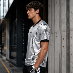 Camiseta de Fútbol Plateada Metálica, Estilo Futurista, Reflectante, Ropa Deportiva, Maillot de Fútbol - Product Image 3
