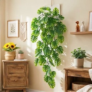 Simulation Monstera <b>Leaf</b> Vine 76CM Plastic <b>Wall</b> Hanging Decoration Artificial Plant Greenery For Home Indoor <b>Decor</b> - Product Image 2