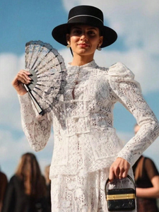 <span class=keywords><strong>Camicetta</strong></span> Cheongsam in <span class=keywords><strong>pizzo</strong></span> bianco con colletto alla coreana, elegante top corto a maniche lunghe da donna - Product Image 3