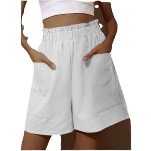 Summer New Loose Large Size Casual Shorts Pantalon décontracté solide à taille haute pour femmes Pantalon à deux poches à jambes larges Short féminin Sport - Product Image 1