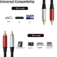 Câble audio Yinyu AC037M 2 RCA vers 2 RCA mâle, cordon d'interconnexion blindé tressé OFC pour amplificateur, mixeur, téléviseur, haut-parleur