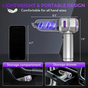 เครื่องดูดฝุ่นมือถือ, เครื่องดูดฝุ่นในรถยนต์, เครื่องดูดฝุ่นแบบพกพา 4-in-1 กำลังสูง 20000PA ชาร์จซ้ำได้ ขนาดเล็ก สีเงิน - Product Image 6