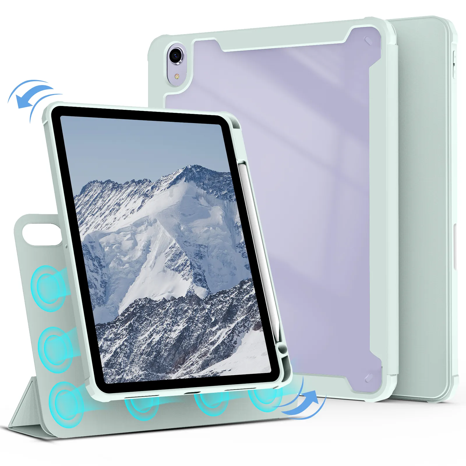 Заводская оптовая продажа, Магнитный чехол для планшета из искусственной кожи для iPad 789 10,2, прозрачная задняя крышка для iPad 10,2