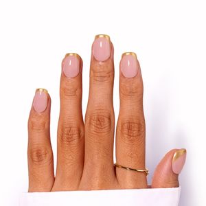 <span class=keywords><strong>Uñas</strong></span> Acrílicas Reutilizables <span class=keywords><strong>de</strong></span> Alta Calidad con Recubrimiento Dorado Estilo Francés, 30 Piezas, <span class=keywords><strong>Uñas</strong></span> Postizas Cortas Cuadradas Flexibles - Product Image 1