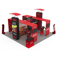 Kit de stand d'exposition portable en aluminium de 20 pieds, personnalisé, avec enseigne suspendue par sublimation, comptoir et éclairage