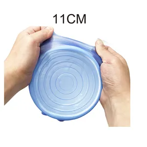 Eco-friendly safe suction reusable 11CM single silicone cover bowl food wraps seal storage silicone stretch Lid