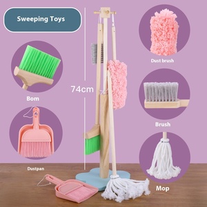 6-Mảnh Hộ Gia Đình Quét Làm Sạch Công Cụ Thiết Lập Gỗ Nhân Tạo Chổi Lau Cho Trẻ Em Toddler Của Vai Trò Chơi Đồ Chơi Đóng Hộp Bao Bì - Product Image 2