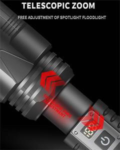 Mạnh mẽ Đèn pin Sản xuất tại Trung Quốc P360 LED 10000 lumen Zoomable ngân hàng điện không thấm nước độ sáng mạnh mẽ có thể sạc lại Torch ánh sáng - Product Image 5