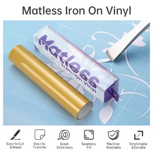 Diylobby Rouleau de vinyle thermocollant de 9.5 pouces de large Vinyle de transfert thermique sans matelas pour <span class=keywords><strong>Cricut</strong></span> Joy Xtra <span class=keywords><strong>Tissu</strong></span> imprimable HTV facile à appliquer - Product Image 5