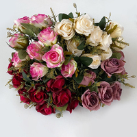 Bouquet de 9 têtes de roses artificielles en soie pour la décoration DIY de la maison, des mariages et des fêtes