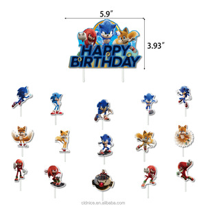 Bonito Banderín de Feliz <span class=keywords><strong>Cumpleaños</strong></span> con Tema de <span class=keywords><strong>Sonic</strong></span> el Erizo para Fiestas, Set de Decoraciones con Globos de Látex de Colores Mixtos y Adorno para Pastel - Product Image 6