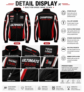 Veste de course personnalisée, vêtements d'équipe brodés, style motorsport, fabricant OEM ODM - Product Image 2