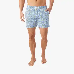 2022 새로운 도착 남자 수영복 인쇄 쉘 솔리드 라이너 탄성 허리띠 사이드 분할 포켓 수영 트렁크