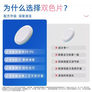 Tabletas efervescentes de limpieza para dentaduras postizas Hainuo de Haier, tabletas efervescentes para retenedores y aparatos ortopédicos invisibles, limpieza y - Product Image 2