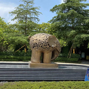 Escultura de Elefante Hueca de Fibra de Vidrio, Estilo Tradicional, Adorno de Jardín para Exteriores, Acabado Pintado Resistente a la Intemperie - Product Image 4
