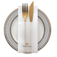 Haute qualité plié blanc Airlaid couverts papier lin sensation dîner serviette accepter Logo personnalisé 1 pli