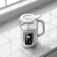 Bouilloire électrique en verre multifonction à double paroi avec écran couleur numérique 1,7 L 1500 W OEM/ODM