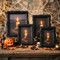 Cadre photo en résine au design floral 3D en relief, style nordique gothique sombre, vintage, pour Halloween, hôtel, bar, festival, décoration de table, léger