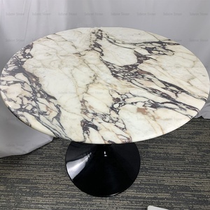 Tùy Chỉnh Phòng Ăn Đồ Nội Thất Sang Trọng Hiện Đại Hình Bầu Dục Ý Calcutta Calacatta Viola Đá Cẩm Thạch Nhỏ Vòng Tulip Bàn Ăn - Product Image 3