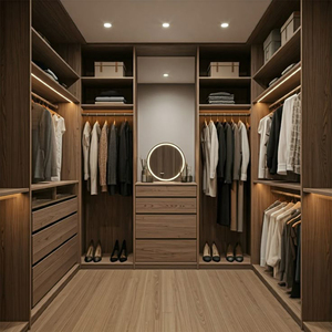 Customized 5 X 3 Meters Melamine Cabinets with Dressing Furniture <strong>Inserts</strong> Modern Style Closet Organizers <strong>Wardrobe</strong> - Product Image 4