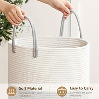 Panier à linge en corde de coton pas cher, pliable, avec poignées renforcées, lavable en machine, organiseur pour jouets et serviettes