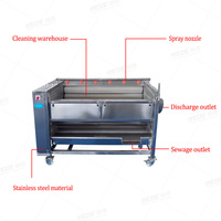 Aardappel schilmachine, aardappelverwerkingslijn, aardappel snijlijn, borstelrol schil- en reinigingsmachine