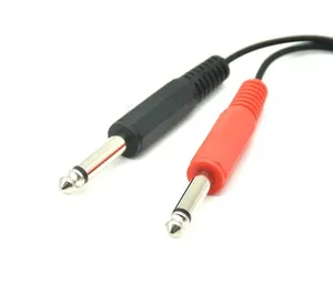 Conector de tomada de áudio para TRS, cabo adaptador de tomada de áudio de 1/2*6.35mm, fêmea de 3.5mm, 1/4" TSF fêmea para dupla 1/4" TS macho 6.35SP F-2*6.35