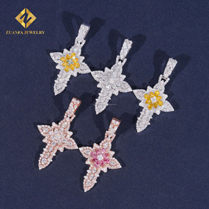 Thiết Kế Độc Đáo Phong Cách Rapper Đồ Trang Sức Hip Hop Phong Cách Fancy Lê + Marquise Vvs1 Đầy Màu Sắc Moissanite Kim Cương Chữ Thập Mặt Dây Chuyền Người Đàn Ông - Product Image 5