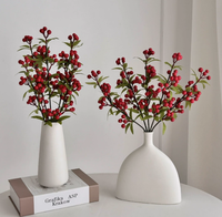Décoration en mousse en forme de branche de cerise rouge artificielle pour mariage, Noël, maison