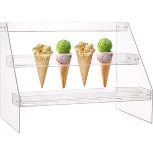 3 Verdiepingen Doorzichtig Acryl Ijs Kegel Stand Plexiglas Ijs Conus Houder