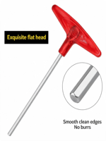 Kunci Hex T-Handle Serbaguna dengan Pegangan Merah dari Baja Paduan yang Tahan Lama untuk Perakitan Furnitur, Perbaikan Sepeda & Penggunaan Industri.