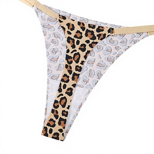 Tanga de Mujer con Estampado de Leopardo, Tirantes Finos, Cintura Baja, Sin Costuras, Ropa Interior Transpirable, Invisible, OEM ODM - Product Image 3