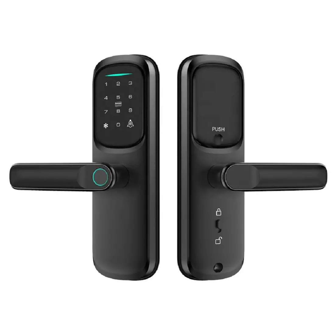 Ttlock Wachtwoord Rfid Kaart Biometrische Wifi Smart Home Handgreep Deurslot 9 Talen Stemgids Vingerafdruk Smart Lock Tuya Smart