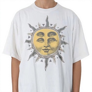 T-shirt da uomo <span class=keywords><strong>SAMI</strong></span> casual 100% cotone a maniche corte per yoga, con stampa motivo sole, logo in rilievo sul collo posteriore, anti-pilling, traspirante - Product Image 3