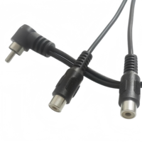 Conector adaptador RCA de ángulo recto, divisor en Y, Monitor de micrófono de PVC, Cables de alimentación, cable de codo para visera calentada, motos de nieve, Cara de casco